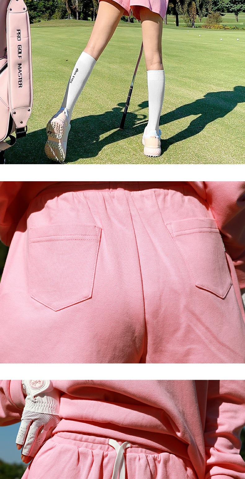 Bộ thể thao golf nữ áo polo dài tay phối quần short thêu hoa — KUZ199 [vải cotton không khí thoải mái/lỏng lẻo] quần short màu xanh nước ngoài, YF748 [Chất liệu vải cotton không khí thoải mái/co giãn] Áo màu xanh nước ngoài, KUZ199 [vải cotton không khí thoải mái/lỏng lẻo] quần short màu hồng nhạt, YF748 [Vải cotton không khí thoải mái/co giãn] màu hồng nhạt chi tiết 7