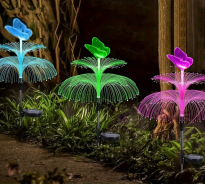 Lámpara Solar de medusas, decoración de césped, lámpara de jardín, lámpara de fibra óptica de cinco capas, cadena de lámpara de paisaje de jardín de medusas de una sola capa