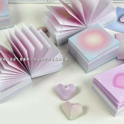 400 sheets of gradient halo three-dimensional love origami hand-made origami extra-thick sticky note colored paper square rose stacked paper