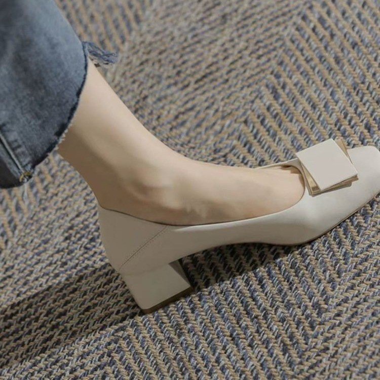 Unique Design, High-end Feel, Mid-heel Shallow Square-toed Women's Shoes, New Autumn Model, Comfortable For Long_voghion.com