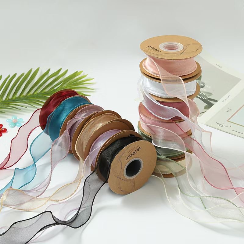 4cm雪纱婚礼彩带鱼尾纱 DIY韩版涤纶织带蝴蝶结丝带厂家直供详情图2