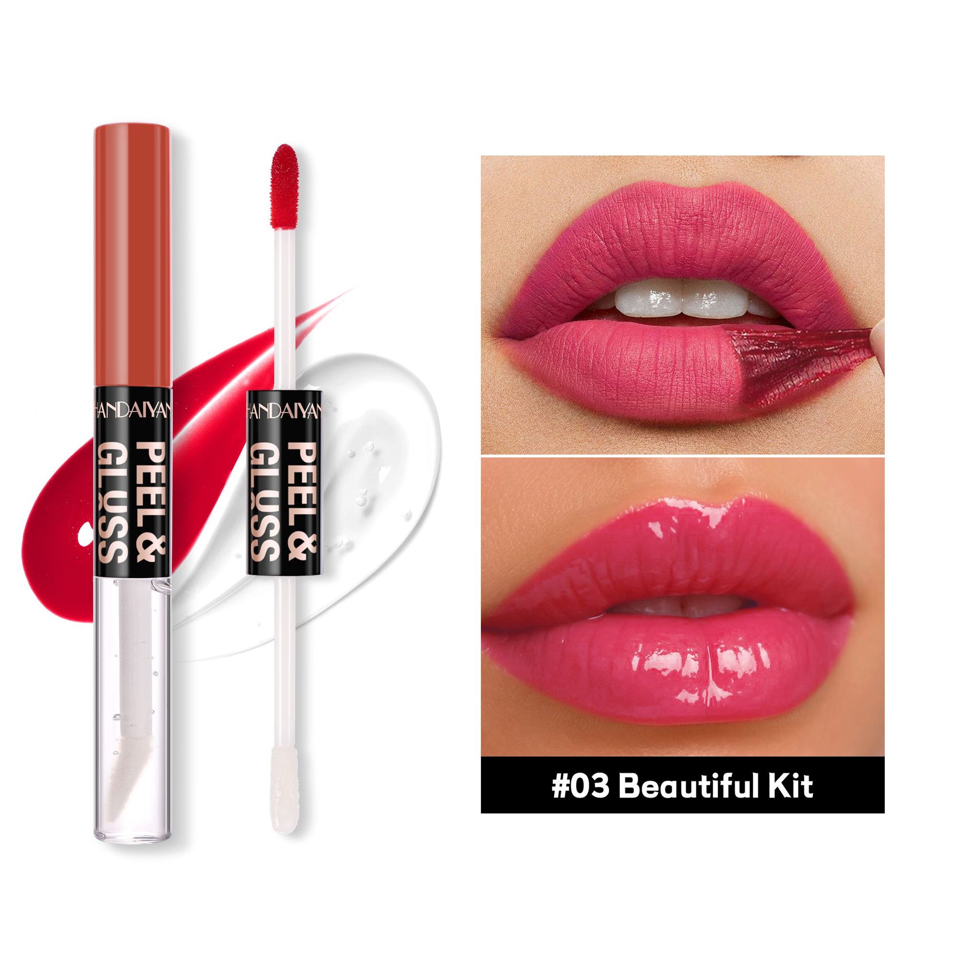 Transfronterizo rasgar lápiz labial mate impermeable HANDAIYAN humectante fácil de colorear reparación doble cabeza suave