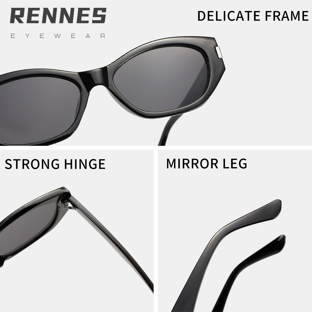 Versión coreana de la cara de ojo de gato de marco pequeño retro, gafas de sol pequeñas, gafas de sol de alta gama europeas y americanas Sunglasses