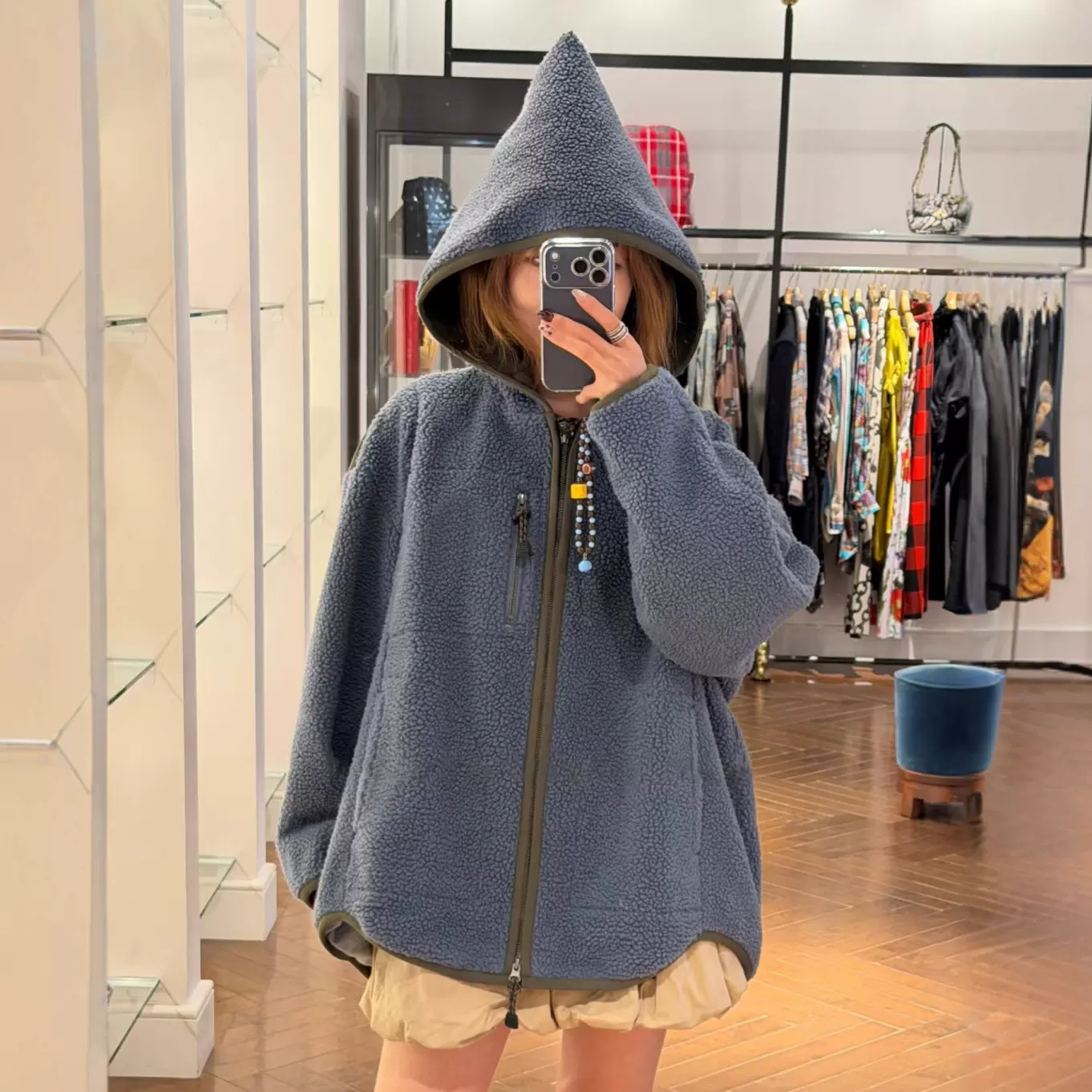 【预】土星秋冬女抓绒外套卫衣保暖蓝灰色黑色保暖宽松oversize