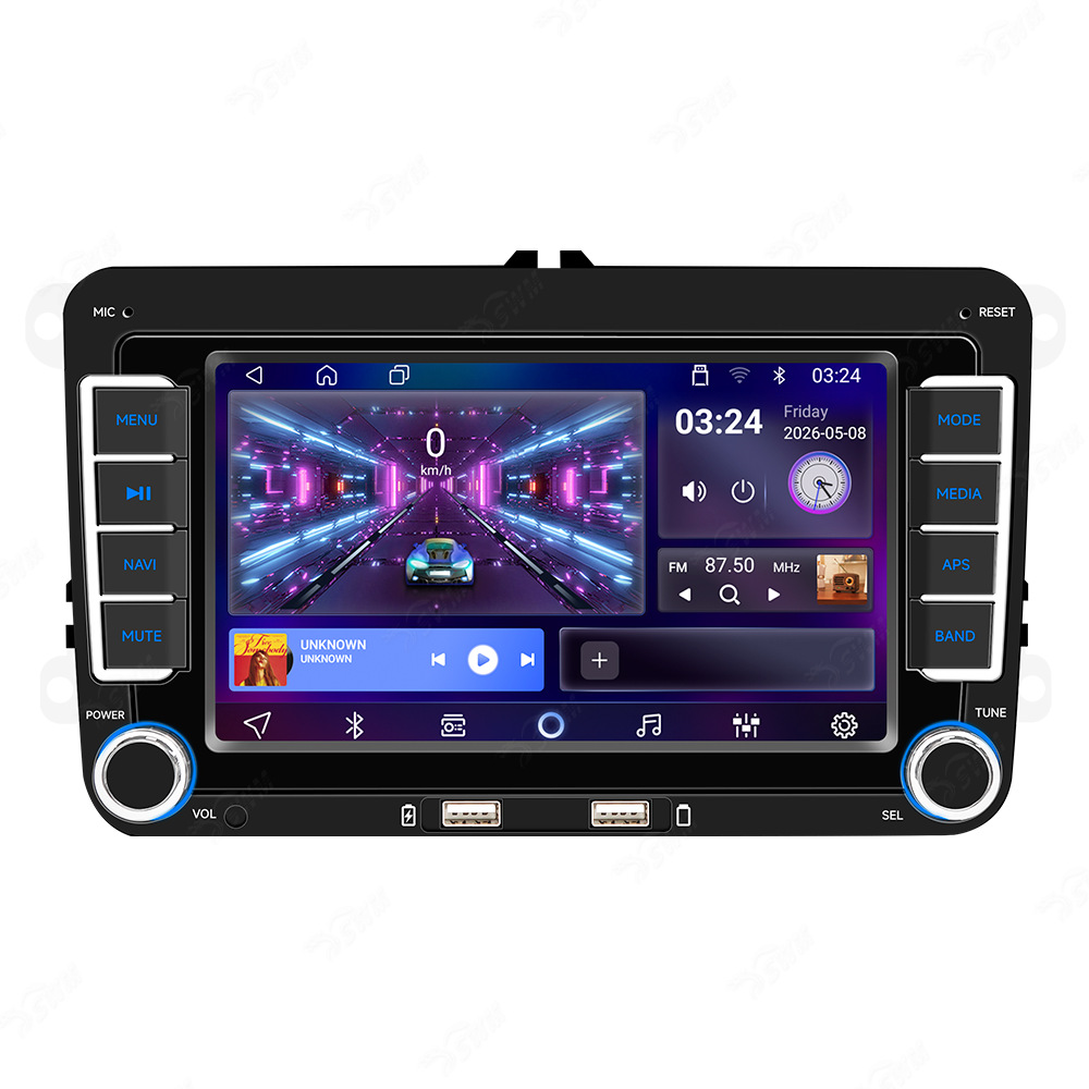 Sistema de navegación para Volkswagen de 7 pulgadas, Hengchen Android GPS de alta definición, pantalla grande, CarPlay inalámbrico, imagen de marcha atrás.