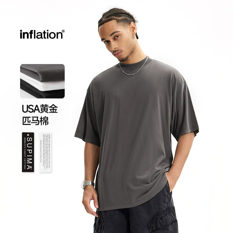 Jiezhan Мужская одежда | USA Золото Лошадь Хлопок Короткие рукава 2025 Весна Лето Новый 145G Тонкий влагопоглощающий и дышащий короткий рукав мужчина