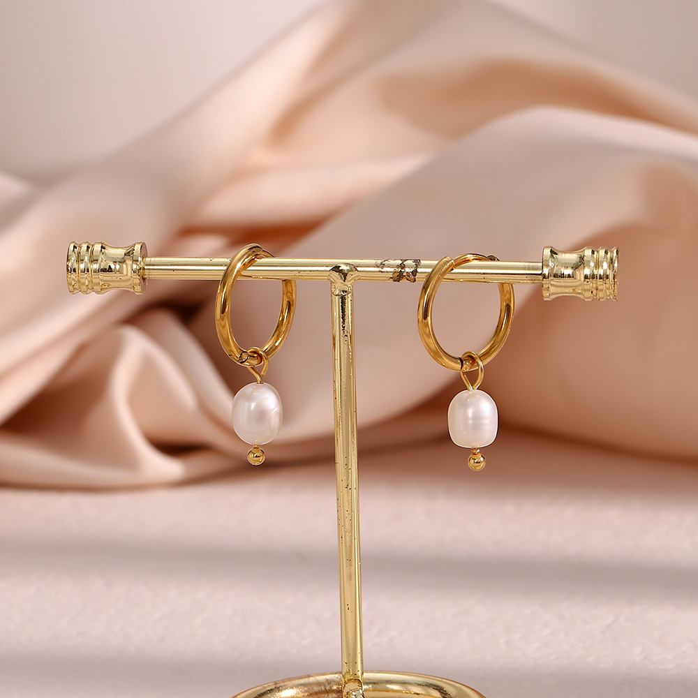 7g Weight 0.03µm-0.05µm Gold Plating Thickness PVD Coated Gold Plating Process PVD Coated Real Gold Plated 18K Gold Geometric 304 Stainless Steel Retro Waterproof Non Tarnish Earrings