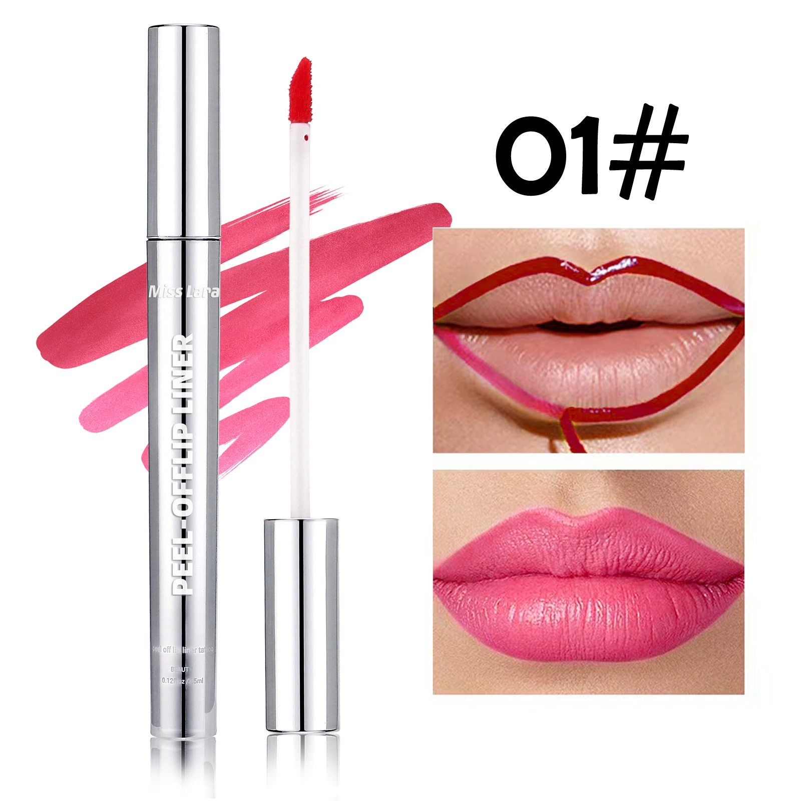 Съёмный матовый блеск для губ (Miss Lara) Tear Lip Line — карандаш-кисть и прозрачная праймер, 3,5 мл