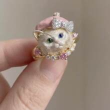 【猫咪星语】粉帽小猫戒指可爱甜美ins风高级感小众设计百搭戒指
