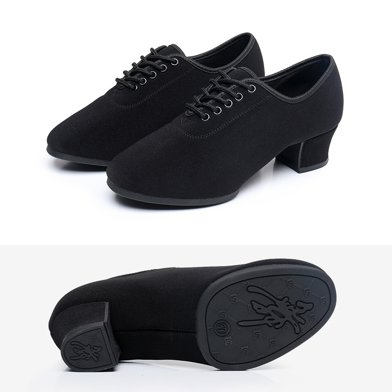 Zapatos de profesor de tacón alto de las mujeres zapatos de baile latino de tela Oxford zapatos de baile de fondo suave profesional zapatos de baile cuadrados de baile de jazz