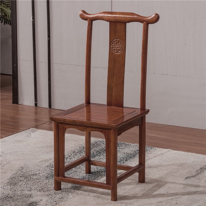 实木椅子中式仿古餐厅靠背椅家用酒店饭店餐椅耐用老式牛角椅凳子