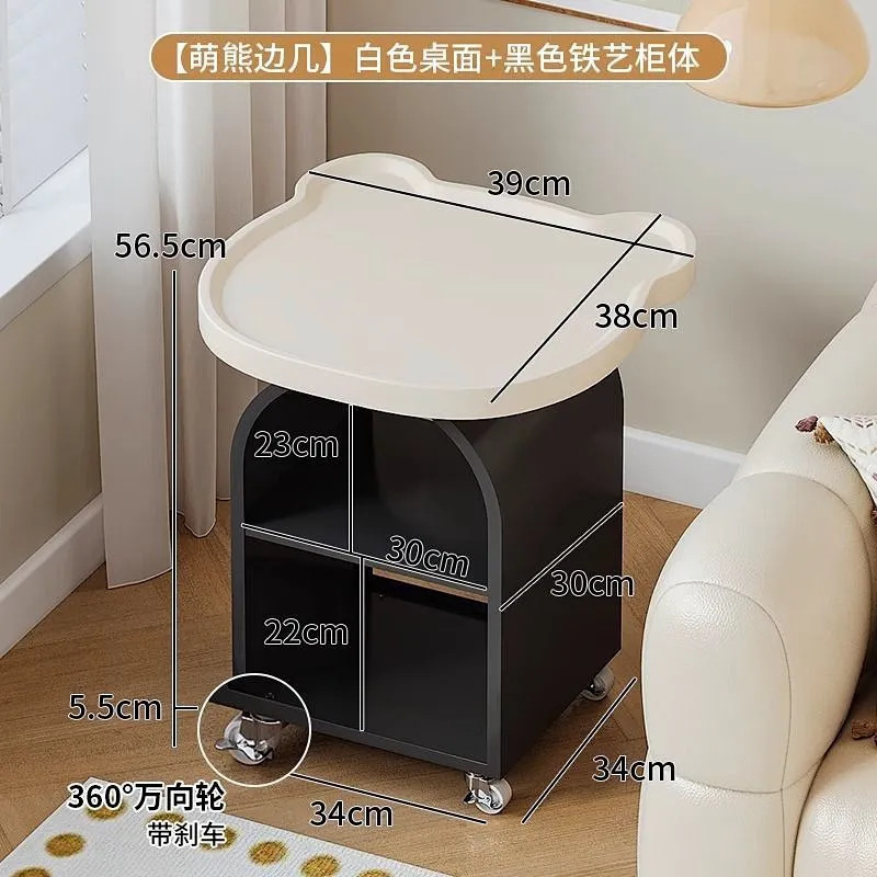 当天发可移动小桌子客厅茶几侧边柜零食小推车铁艺床头柜沙发边几|undefined