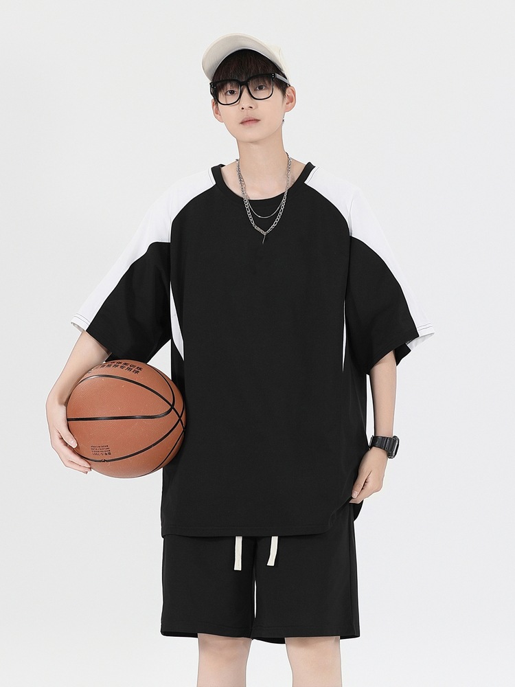 Origen fabricante verano hombres, estudiantes de secundaria y preparatoria, pantalones cortos sueltos de manga corta, trajes deportivos, uniformes de equipo, un lote personalizado