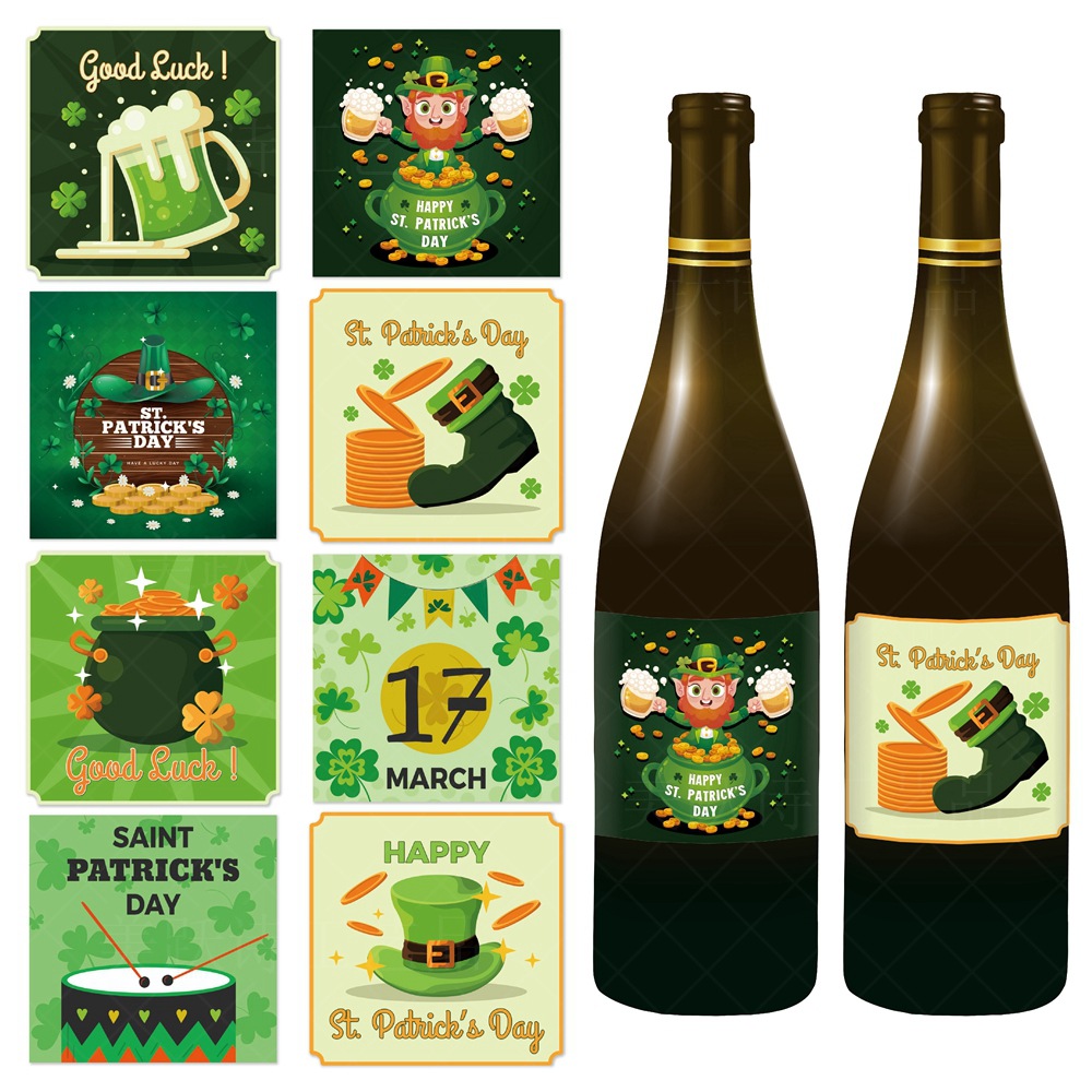 2024 irlandés tema Fiesta decoración vino botella pegatinas día de San Patricio decoración Pegatinas