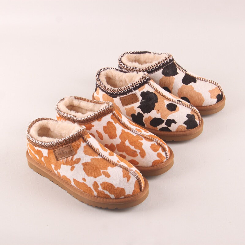 New Women's Casual Tasman Slip-on Lazy Shoes Genuine Leather Warm Cotton Shoes plus size Snow Boots Foreign Trade Women's Shoes