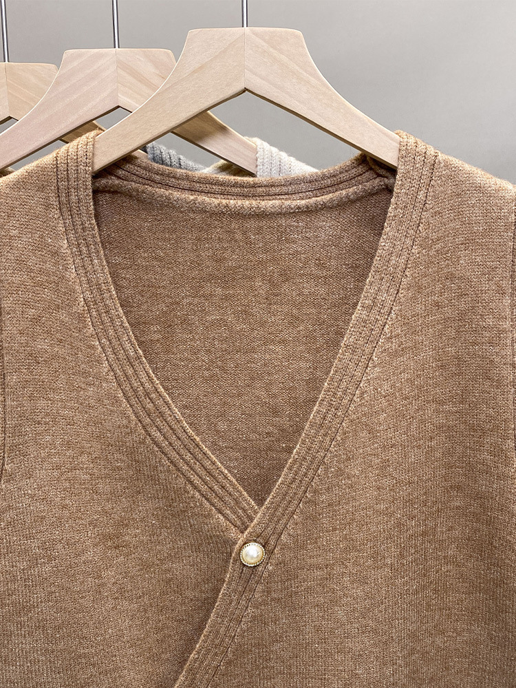 24 invierno Puyuan chaleco de punto chaleco de vestir de otoño para mujeres con un suéter sin mangas en V image 5