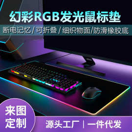 type-c接口rgb鼠标垫超大办公桌垫电脑游戏键盘垫橡胶发光鼠标垫