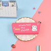 Cartoon capacious polyurethane pencil case, stationery for elementary school students, waterproof triangular storage system, Korean style, cat