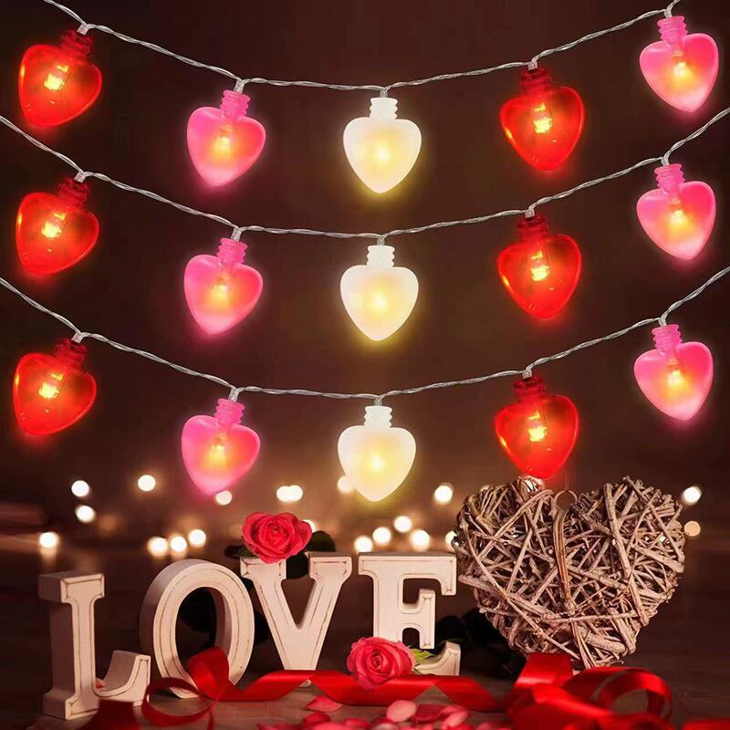 Cross-Border Small Heart-Shaped Battery-Powered Led Party Wedding Indoor Valentine's Day Decorative Atmosphere Light String Heart-Shaped Background Wall Cross-Border Small Heart-Shaped Battery-Powered Led Party Wedding Indoor Valentine's Day Decorative Atmosphere Light String Heart-Shaped Background Wall