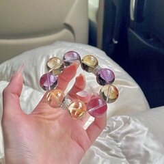 【毕业级】天然水晶手串~巴西黄水晶~紫水晶~大灯泡手链
