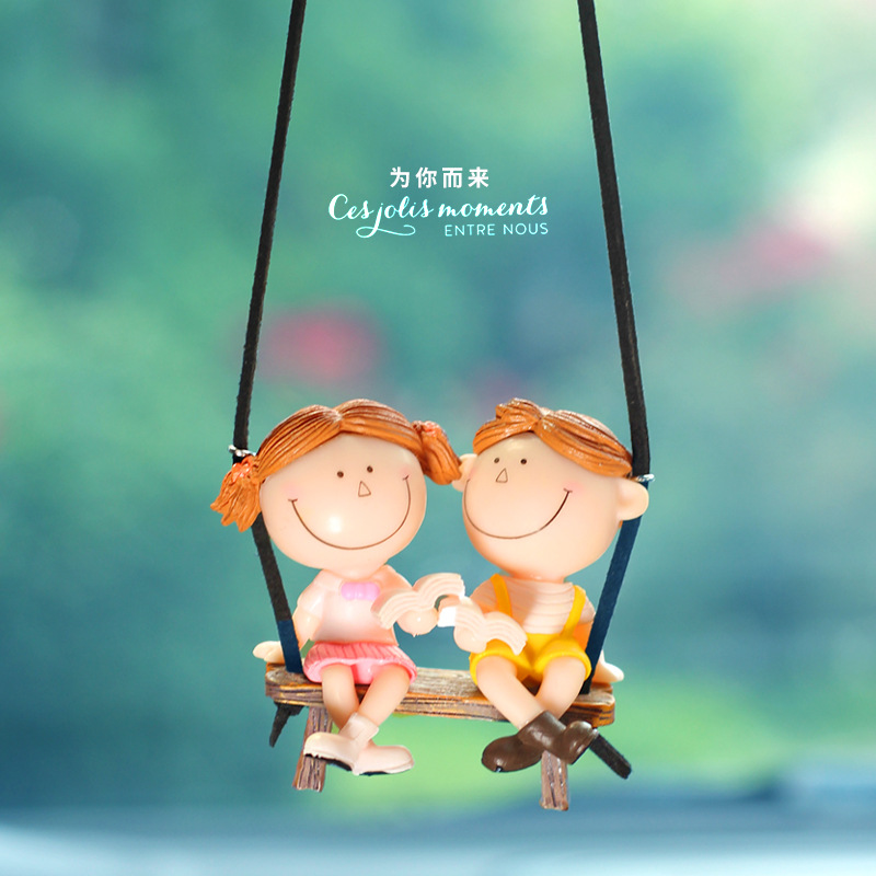 Swing Duck Series Pareja de dibujos animados Espejo retrovisor de coche colgante
