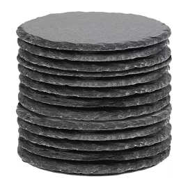 批发天然岩石杯垫日式圆形板岩杯垫隔热垫酒吧威士忌石板杯垫套装