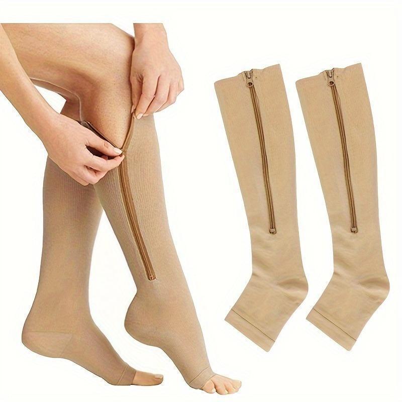 H 70644 Zipper Compression Slimming Socks Zipper Compression Elastic Leg Shaping Socks