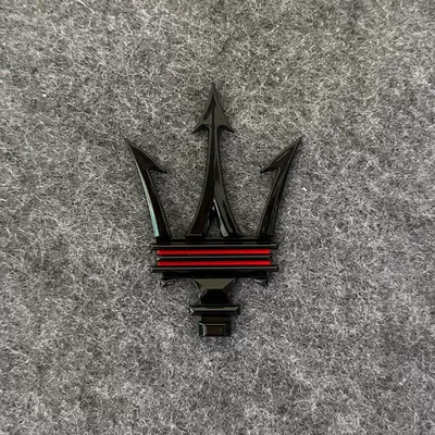 Suitable for Maserati rear fender side emblems, new Quattroporte, Ghibli car emblems, body stickers, Levante emblems (Car logo) - standard-new-side-label-glossy-black-with-red-line-one-piece