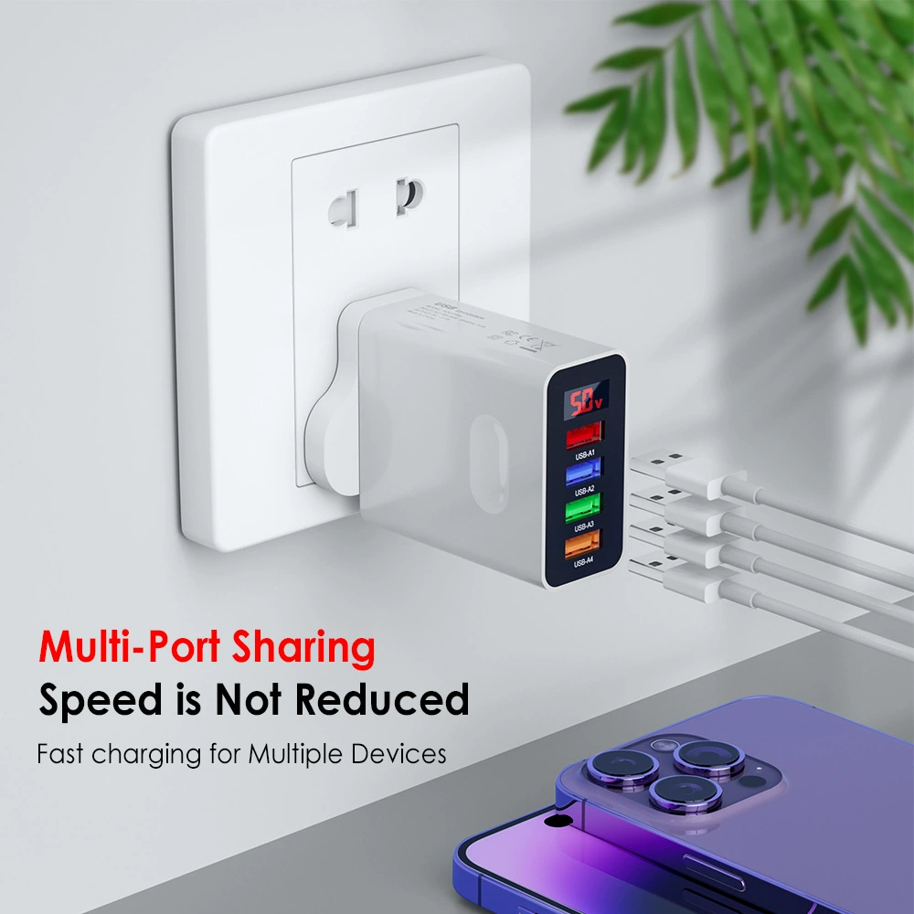 Кросс-бортовой единичный 4USB дисплей номера питания для мобильных телефонов, соответствует европейским и американским британским регуляциям, 3.1A адаптер, многоразовый порт для зарядки мобильных телефонов