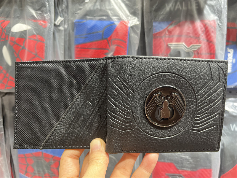 Cartoon Spider-Man niños estudiantes billetera corta para niños PU piel bolso de cambio bolso de mano bolso de tarjetas vengadores