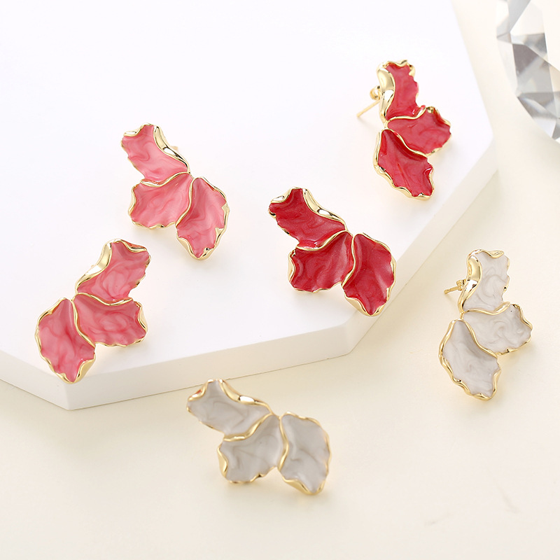 925 Sterling Silver Ear Needle Material 1 Pair IG Style Sweet Flower Enamel Alloy Ear Studs