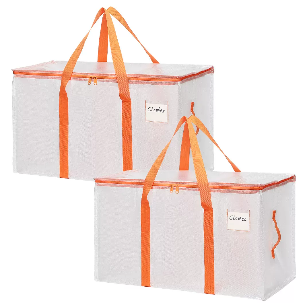 透明搬家袋PP编织料收纳袋户外旅游家用衣物棉被可折叠手提搬运袋