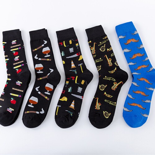 New cross-border art style socks casual cotton socks European and American street trend mid-calf socks wholesale