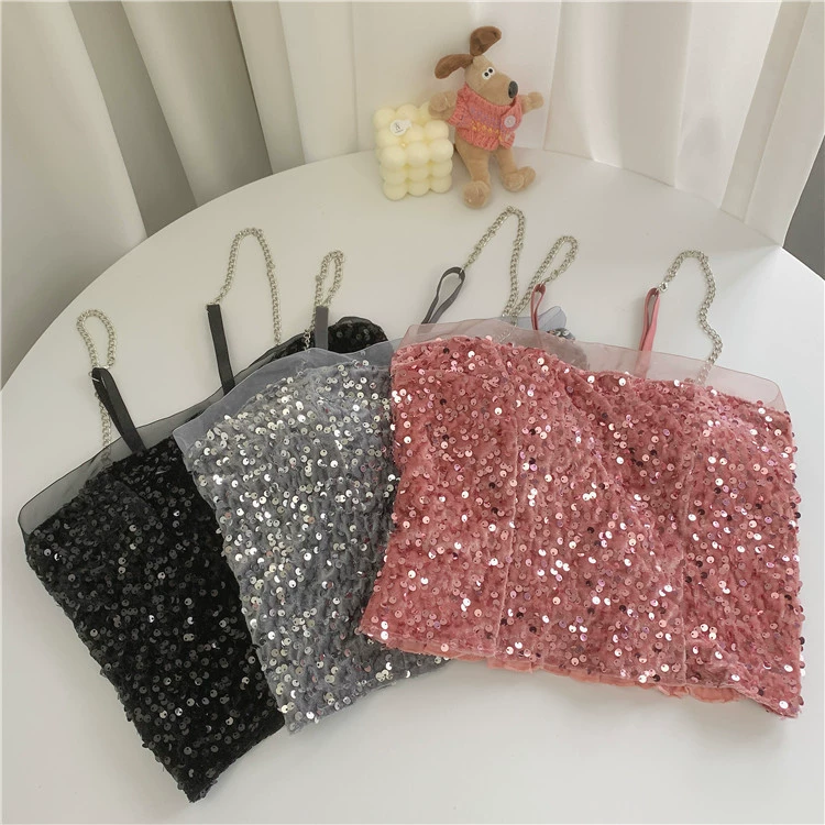 Sexy nail sequins, spring tank top, top with cups, trend of season, fitted, lifting effect