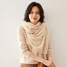 2024秋冬新款100%纯山羊绒女士围巾加长时尚防寒针织保暖羊绒披肩