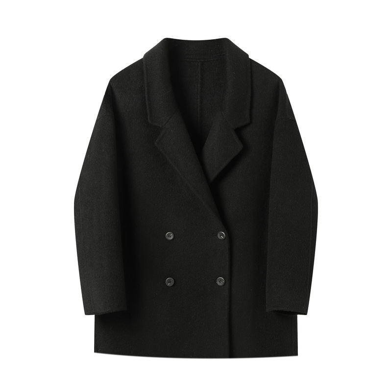 Alpaca Wool Coat for Women, Double-Breasted Short Style, Elegant Coat, Hand-Stitched Double-Sided Wool Coat Alpaca Wool Coat for Women, Double-Breasted Short Style, Elegant Coat, Hand-Stitched Double-Sided Wool Coat