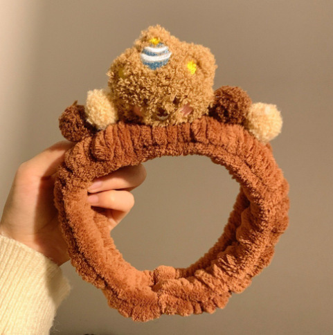 Lavarse la cara cinturón de cabello lindos de peluche para la mujer lavado y máscara especial de agujeros de cabello cinturón de cabello brazalete