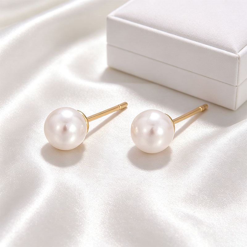 Pendientes de Perla Sintética de Aleación de Cobre con Diseño Geométrico para Mujer
