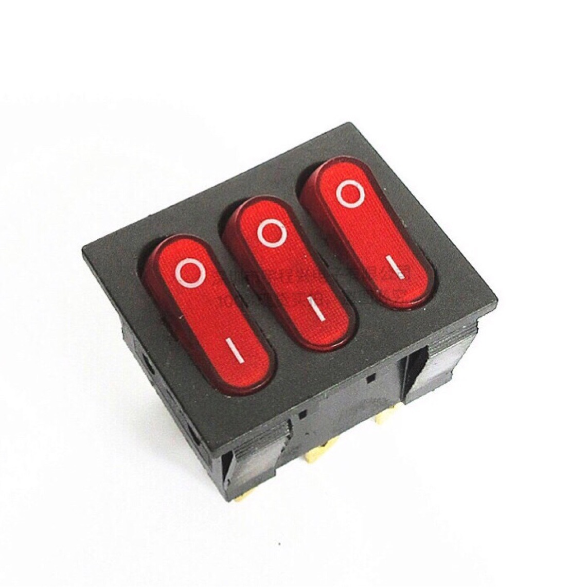 三联船型开关9脚2档红色带灯3联开关3合1组合翘板电源按钮开关