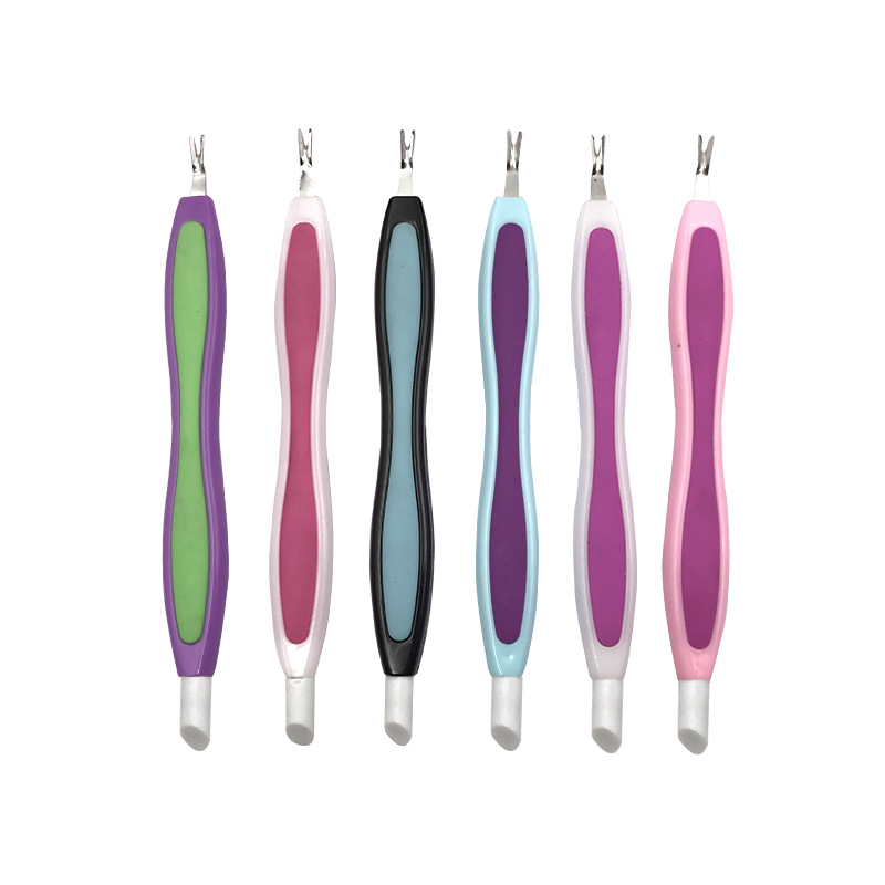 Fabricante al por mayor spot multicolor horquilla de caucho y plástico mango de plástico tenedor de piel muerta empuja tenedor de piel muerta de doble cabeza
