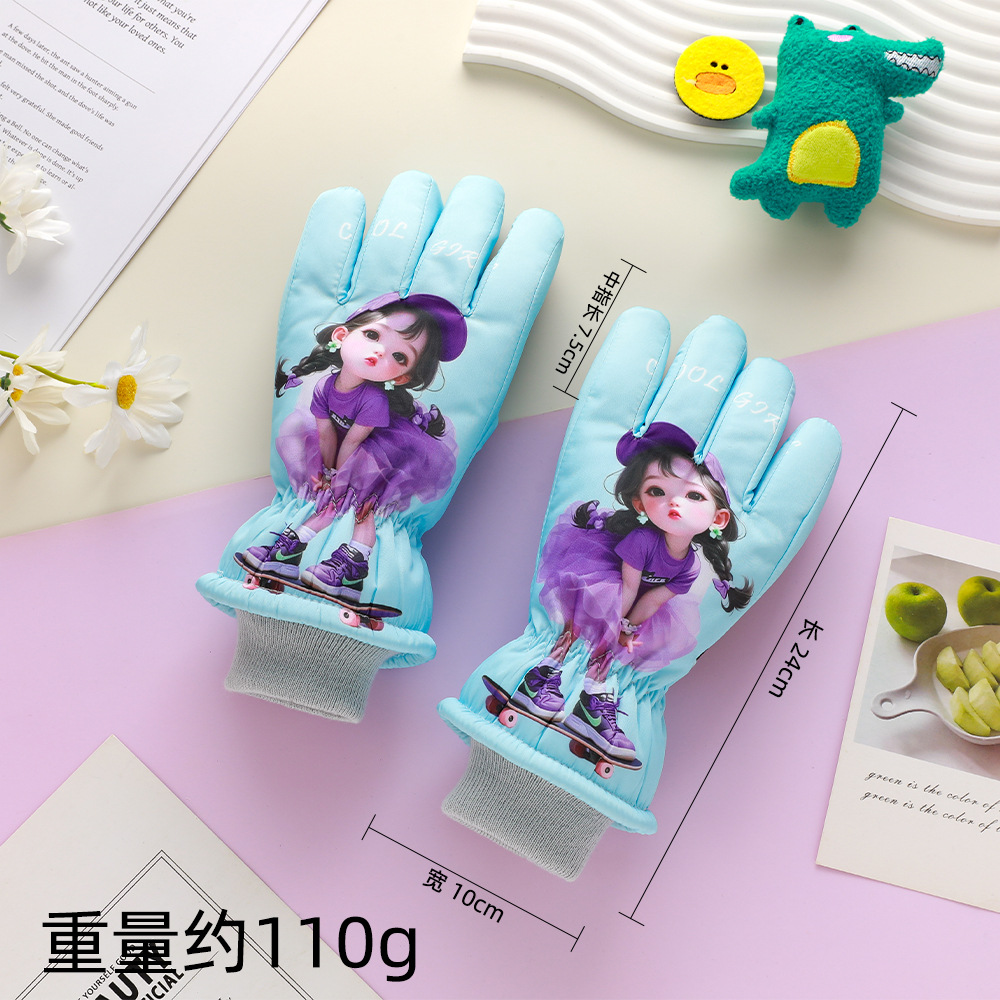Guantes de esquí para niños calientes a prueba de derrames de agua en invierno, guantes de nieve a prueba de viento y frío para niños y niñas.