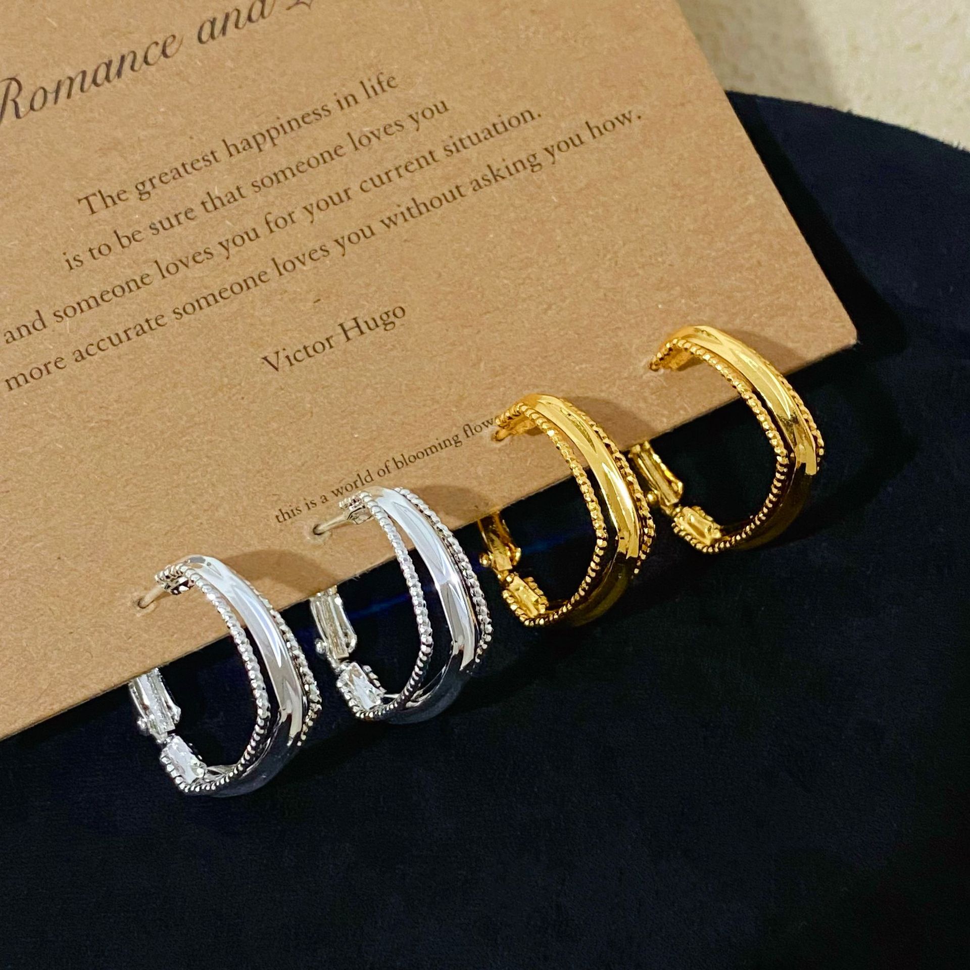 Copper Gold-Plated Multi-Layer Irregular Square Hoop Earrings for Women, New High-End Fashion Hoop Earrings