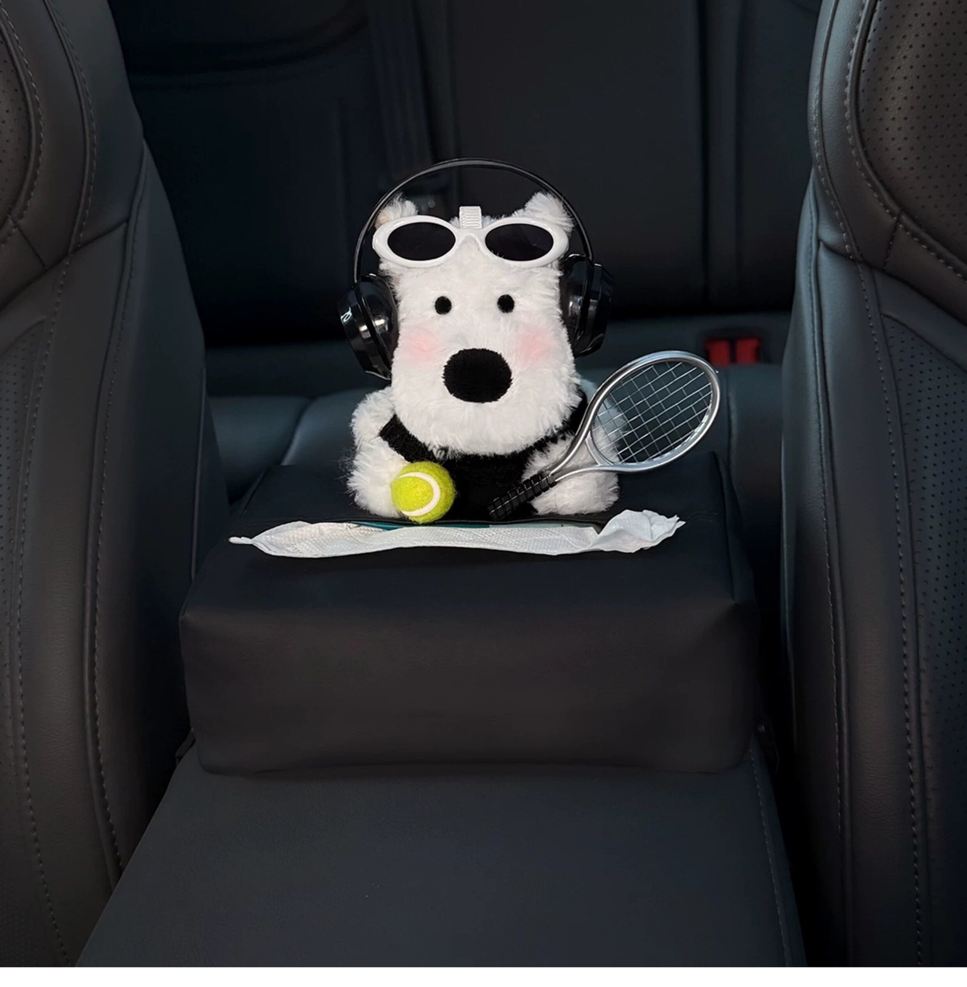 2026 New Model West Highland Car Tissue Box, Car Interior Armrest Box Tissue Holder, Seat-Mounted Car Tissue Bag, Cute