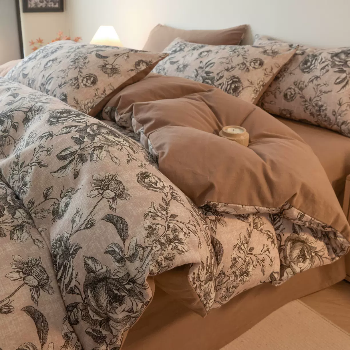 复古风全棉磨毛四件套a类母婴级秋冬加厚磨毛四件套100床单四件套