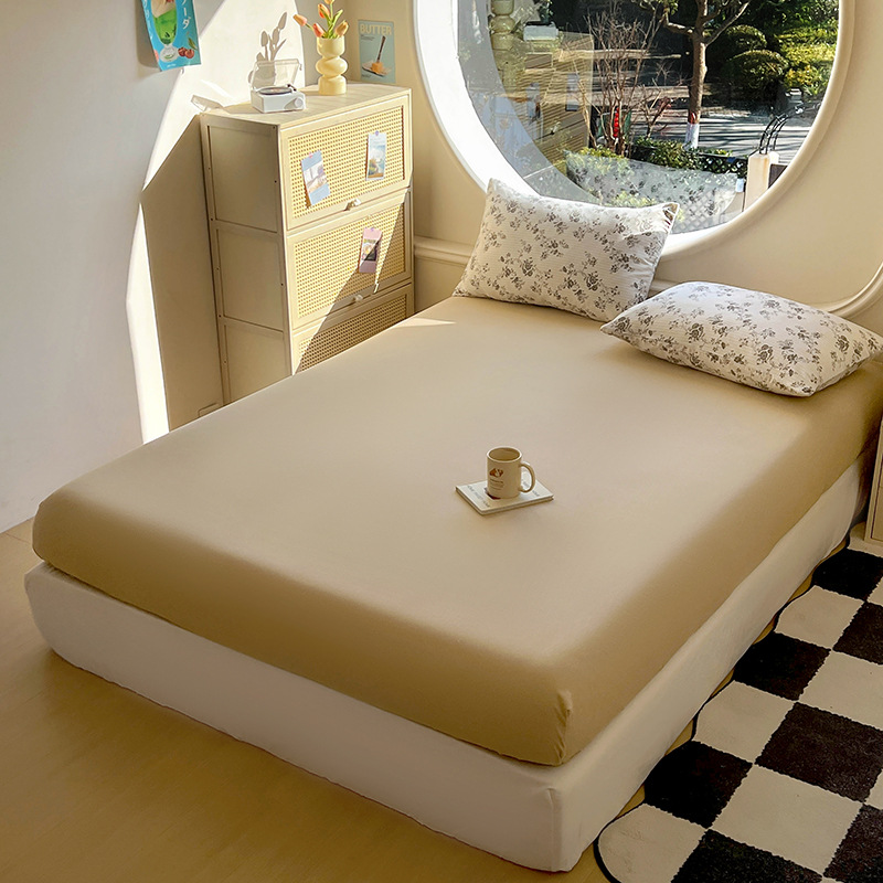 Colchón de cama de algodón de punto de primavera y verano transpirable de color Cubierta antipolvo Cubierta protectora de colchón fija Cubierta de cama completamente envolvente