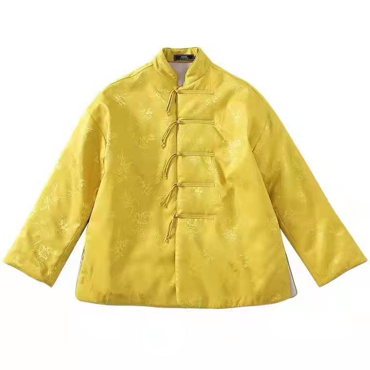 High-end Chinese Style Satin Jacquard Daily Tang Coat Cheongsam Jacket Loose Quilted Top Women's Winter Cheongsam