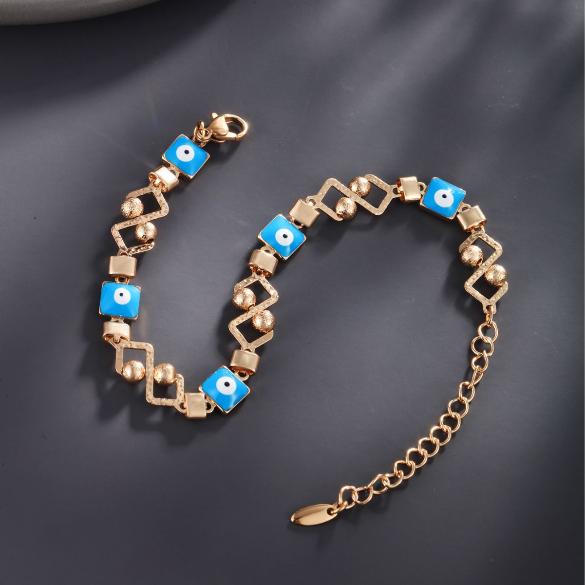 Joyería de Xupin transfronteriza europea y americana esmalte de la gota del esmalte pulsera del ojo del diablo plateó la pulsera del INS de la aleación del oro 18K para las mujeres