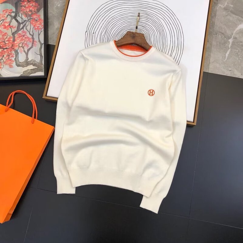 Light Luxury Trendy Pullover High-End Sweater Knitwear Men's Korean Style Autumn and Winter Letter Embroidered Round Neck Bottoming Shirt