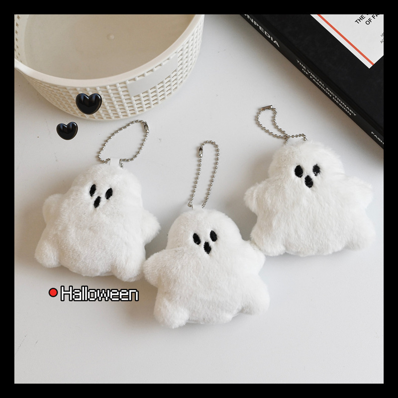 Funny White Little Ghost Schoolbag Pendant Doll Cute Plush Bag Pendant Accessories Doll Ins Keychain
