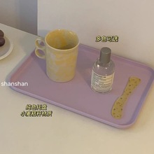 水杯放置盤奶油色方形托盤風小麥秸稈餐盤簡約茶杯收納隔熱獨立站